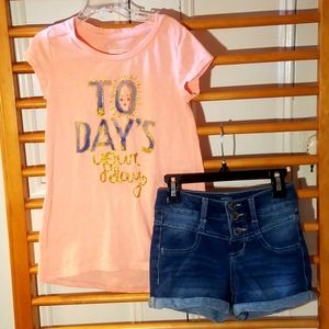 Outfit bundle- Sparkle Peach Top Jegging Shorts 8